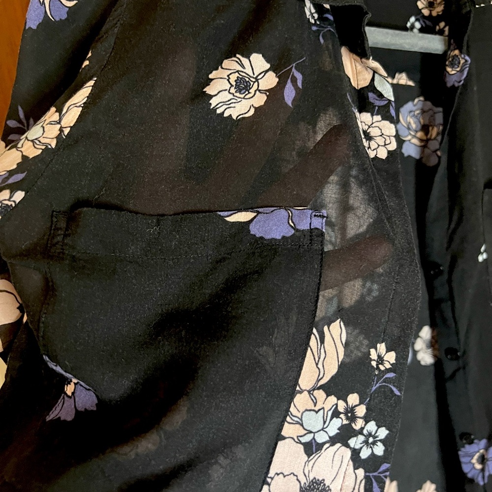 Anthropologie Black and Purple Floral Button Down Shirt - Picture 6 of 8